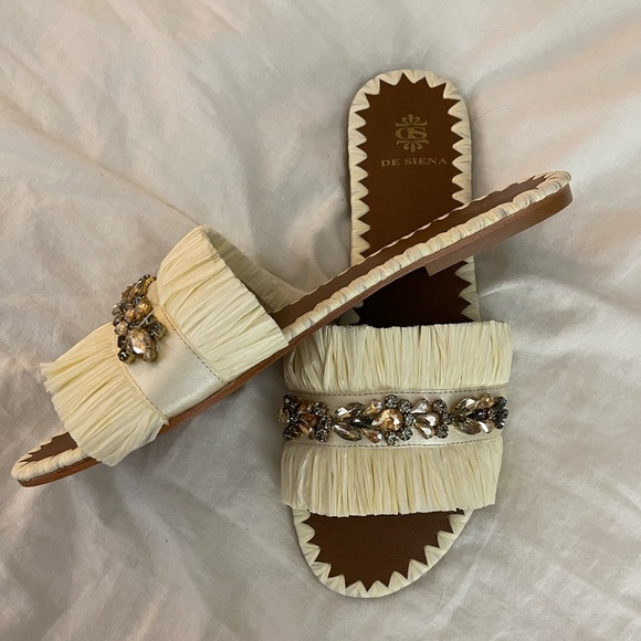 De Siena for Anthropologie Bejeweled Ivory Slides - Picture 3 of 8